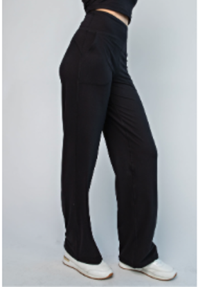 Picture of Black Butter Soft Straight Leg Yoga Pants - The Pearly Peacock