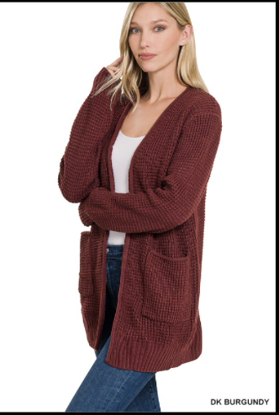 Picture of Dark Burgundy Cardigan Sweater - The Pearly Peacock