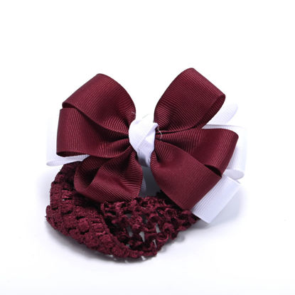 Picture of Hairbow Maroon Headband With Maroon and White Bow