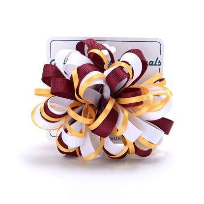 Picture of Hairbow Maroon, White, And Gold Loop Bow
