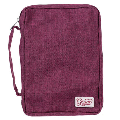 Picture of Large Plum Bible Cover with Grace Badge - John 1:16