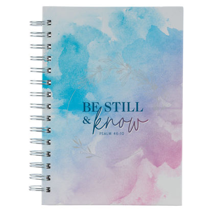 Picture of Be Still & Know Pink and Blue Watercolor Large Wirebound Journal - Psalm 46:10