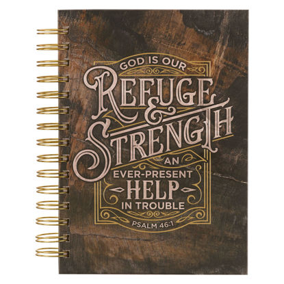 Picture of Refuge and Strength Brown and Black Woodgrain Wirebound Journal - Psalm 26:1