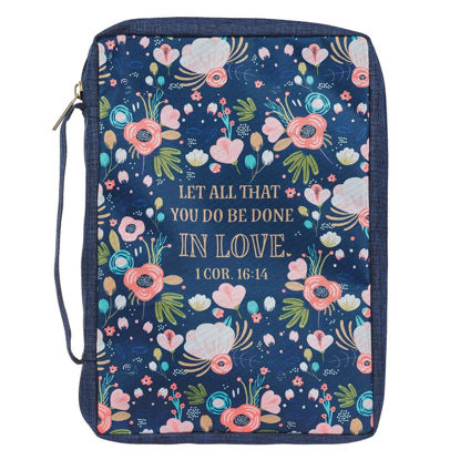 Picture of Done in Love Navy Floral Bible Case - 1 Corinthians 16:14