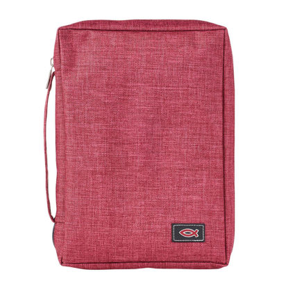 Picture of Burgundy Poly - Canvas Value Bible Cover with Ichthus Patch