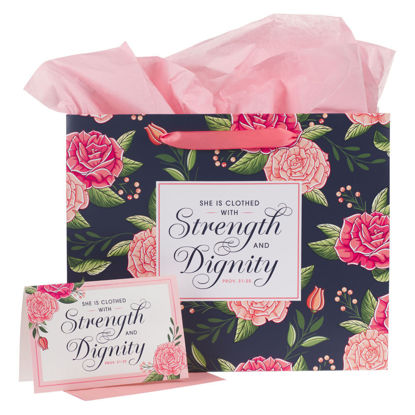 Picture of Strength and Dignity Pink Rose Gift Bag with Card