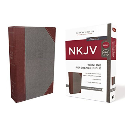 Picture of Gray/Red  - NKJV Super Giant Print Reference Bible - Cloth Over Board