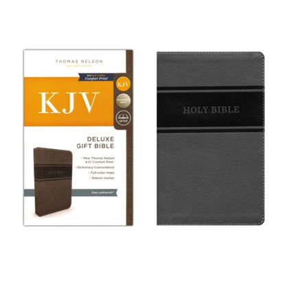 Picture of KJV, Deluxe Gift Bible, Imitation Leather, Gray, Red Letter Edition