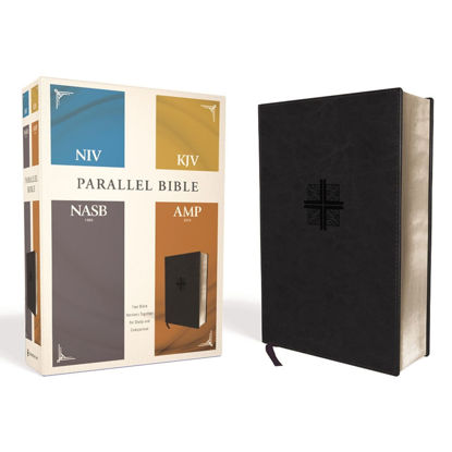 Picture of NIV, KJV, NASB, Amplified Parallel Bible--soft-leather-look, black