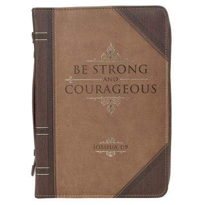Picture of Be Strong and Courageous Portfolio Design Faux Leather Classic Bible Cover - Joshua 1:9