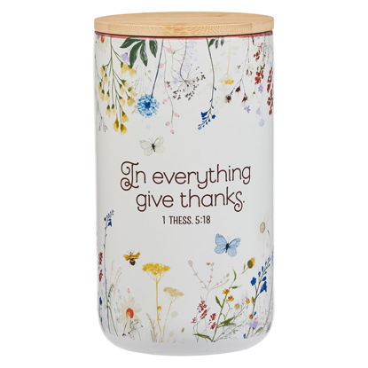 Picture of Give Thanks Topsy-Turvy Wildflower Ceramic Gratitude Jar - 1 Thessalonians 5:18