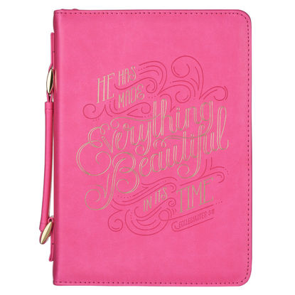 Picture of He Has Made Everything Beautiful Pink Faux Leather Fashion Bible Cover - Ecclesiastes 3:11