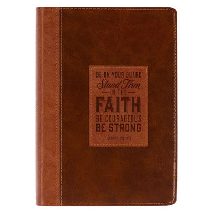 Picture of Stand Firm Two-Tone Brown Faux Leather Classic Journal- 1 Corinthians 16:13