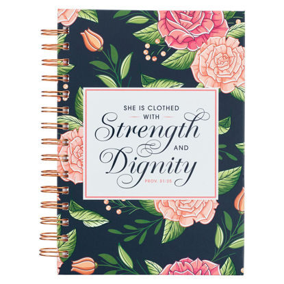 Picture of Strength and Dignity Pink Rose Large Wirebound Journal - Proverbs 31:25